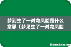 梦到生了一对龙凤胎是什么意思（梦见生了一对龙凤胎是什么意思)