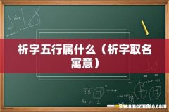 析字取名寓意 析字五行属什么