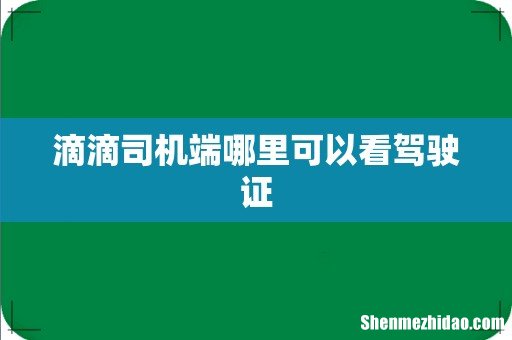 滴滴司机端哪里可以看驾驶证