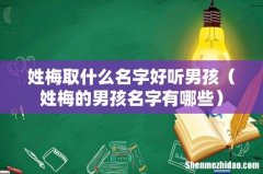 姓梅的男孩名字有哪些 姓梅取什么名字好听男孩