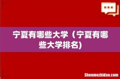 宁夏有哪些大学（宁夏有哪些大学排名)