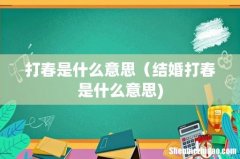 打春是什么意思（结婚打春是什么意思)