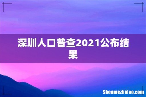 深圳人口普查2021公布结果