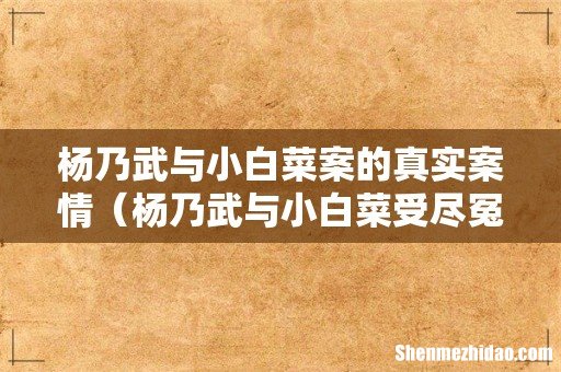 杨乃武与小白菜受尽冤屈 杨乃武与小白菜案的真实案情