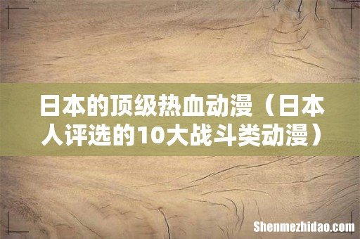 日本人评选的10大战斗类动漫 日本的顶级热血动漫
