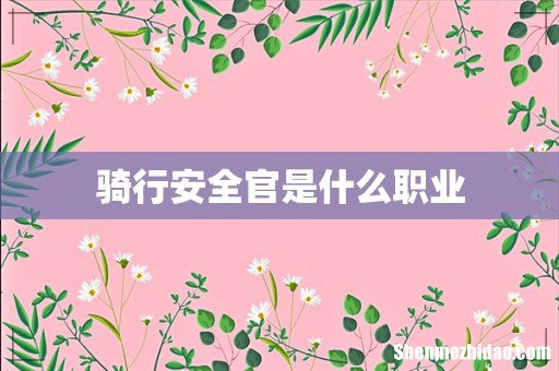 骑行安全官是什么职业