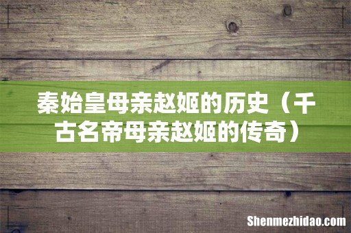 千古名帝母亲赵姬的传奇 秦始皇母亲赵姬的历史