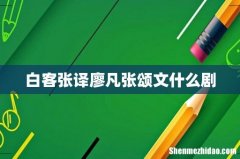 白客张译廖凡张颂文什么剧
