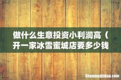 做什么生意投资小利润高（开一家冰雪蜜城店要多少钱)