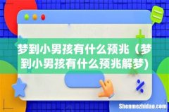 梦到小男孩有什么预兆（梦到小男孩有什么预兆解梦)