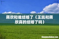 王凯和蒋欣真的结婚了吗 蒋欣和谁结婚了
