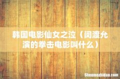 闵渡允演的拳击电影叫什么 韩国电影仙女之泣