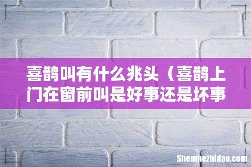 喜鹊上门在窗前叫是好事还是坏事 喜鹊叫有什么兆头