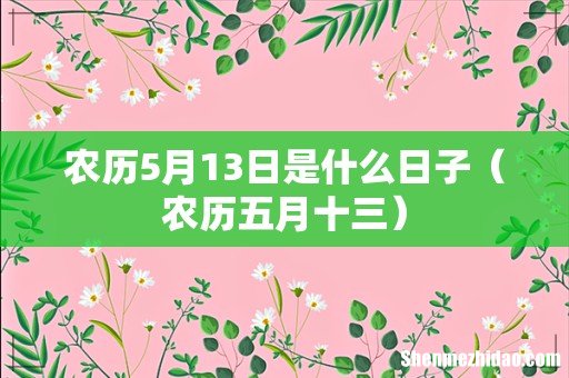 农历五月十三 农历5月13日是什么日子
