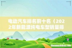 2022年新能源纯电车型销量排名 电动汽车排名前十名