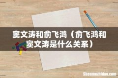 俞飞鸿和窦文涛是什么关系 窦文涛和俞飞鸿