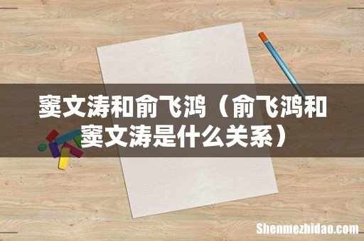 俞飞鸿和窦文涛是什么关系 窦文涛和俞飞鸿