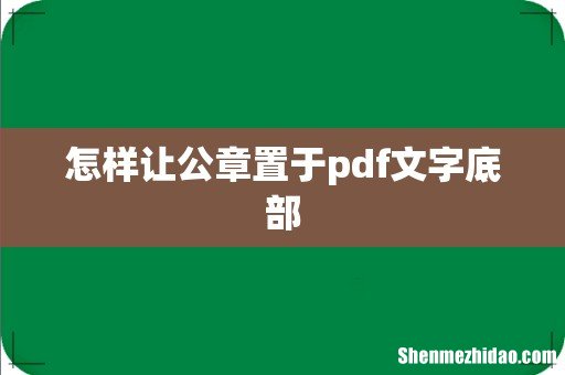 怎样让公章置于pdf文字底部