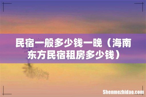 海南东方民宿租房多少钱 民宿一般多少钱一晚