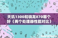 两个处理器性能对比 天玑1300和骁龙870哪个好