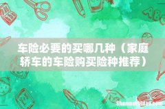家庭轿车的车险购买险种推荐 车险必要的买哪几种