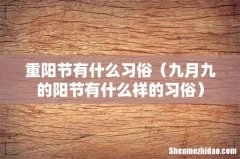 九月九的阳节有什么样的习俗 重阳节有什么习俗