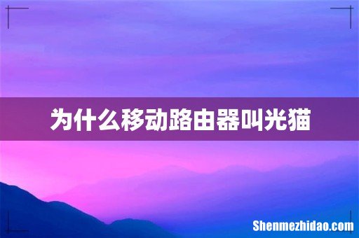 为什么移动路由器叫光猫