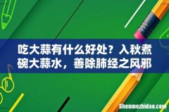 吃大蒜有什么好处？入秋煮碗大蒜水，善除肺经之风邪！