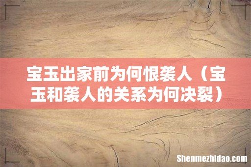 宝玉和袭人的关系为何决裂 宝玉出家前为何恨袭人