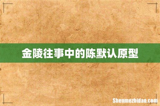 金陵往事中的陈默认原型
