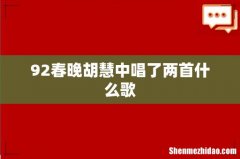 92春晚胡慧中唱了两首什么歌