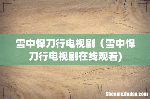 雪中悍刀行电视剧(雪中悍刀行电视剧在线观看)