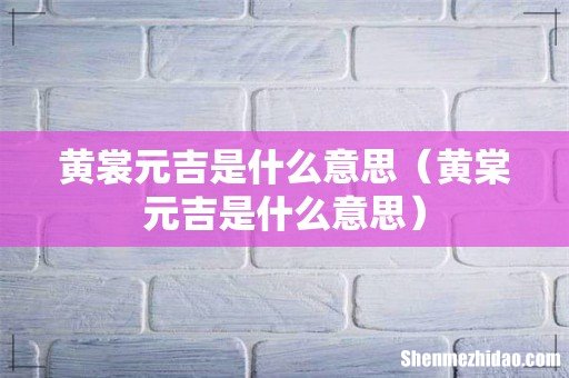 黄棠元吉是什么意思 黄裳元吉是什么意思