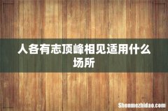 人各有志顶峰相见适用什么场所