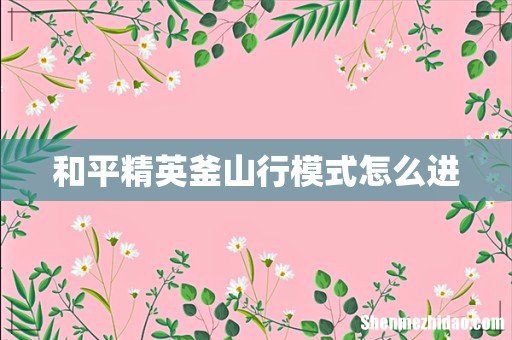 和平精英釜山行模式怎么进