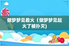 做梦梦见着火（做梦梦见起火了被扑灭)