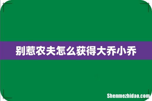 别惹农夫怎么获得大乔小乔