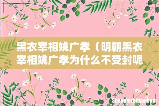 明朝黑衣宰相姚广孝为什么不受封呢 黑衣宰相姚广孝
