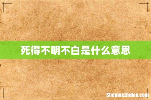 死得不明不白是什么意思
