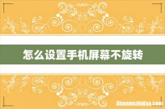 怎么设置手机屏幕不旋转
