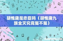 胡惟庸九族全灭究竟冤不冤 胡惟庸是忠臣吗