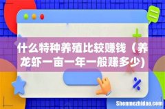 什么特种养殖比较赚钱（养龙虾一亩一年一般赚多少)