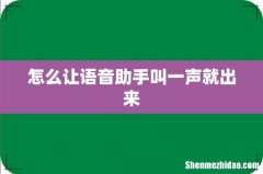怎么让语音助手叫一声就出来