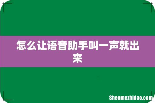 怎么让语音助手叫一声就出来