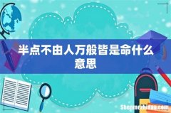 半点不由人万般皆是命什么意思