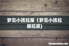 梦见小孩拉屎（梦见小孩拉屎拉尿)