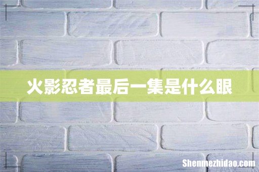 火影忍者最后一集是什么眼