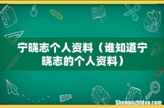 谁知道宁晓志的个人资料 宁晓志个人资料