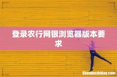 登录农行网银浏览器版本要求