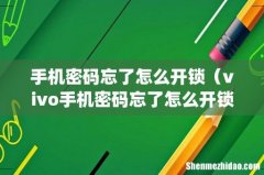 手机密码忘了怎么开锁（vivo手机密码忘了怎么开锁)